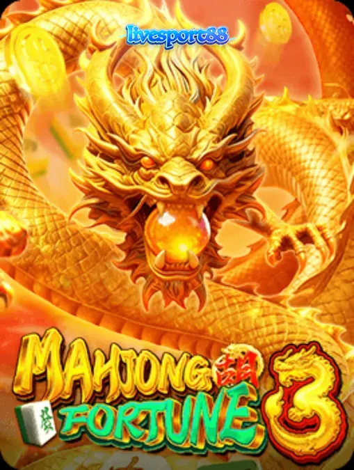 Tampilan visual slot Mahjong Fortune 3 dengan tema naga emas dan ubin Mahjong